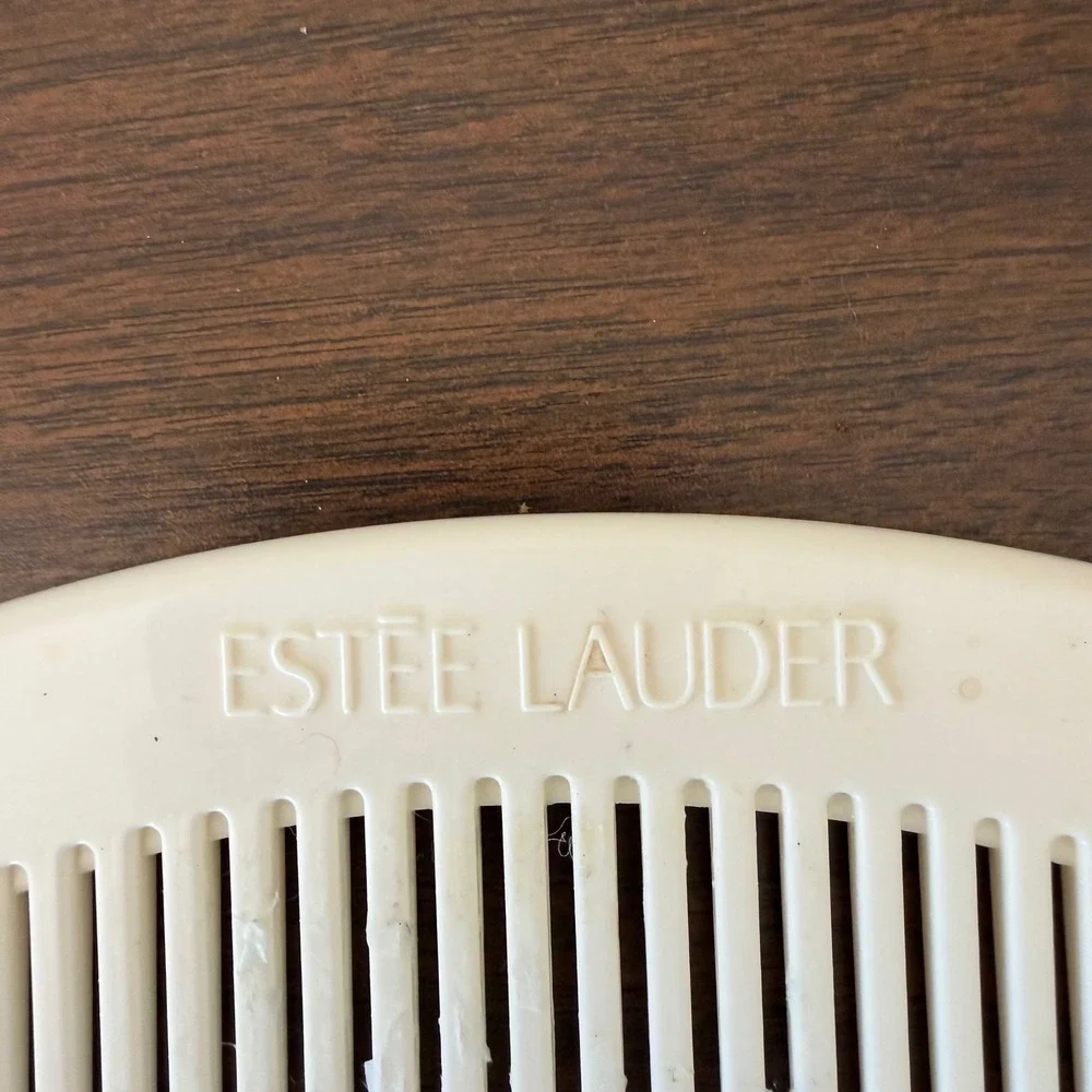 Estee Lauder Vintage Hair Comb Ivory Cream Plastic Curved Vanity Accessory